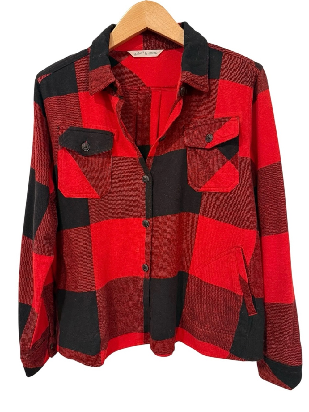 Woolrich Buffalo Plaid Flannel Swing Shirt Jacket Womens XL Red Black